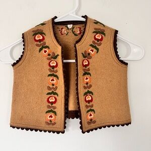 Vintage Hungarian Tan Embroidered Vest
